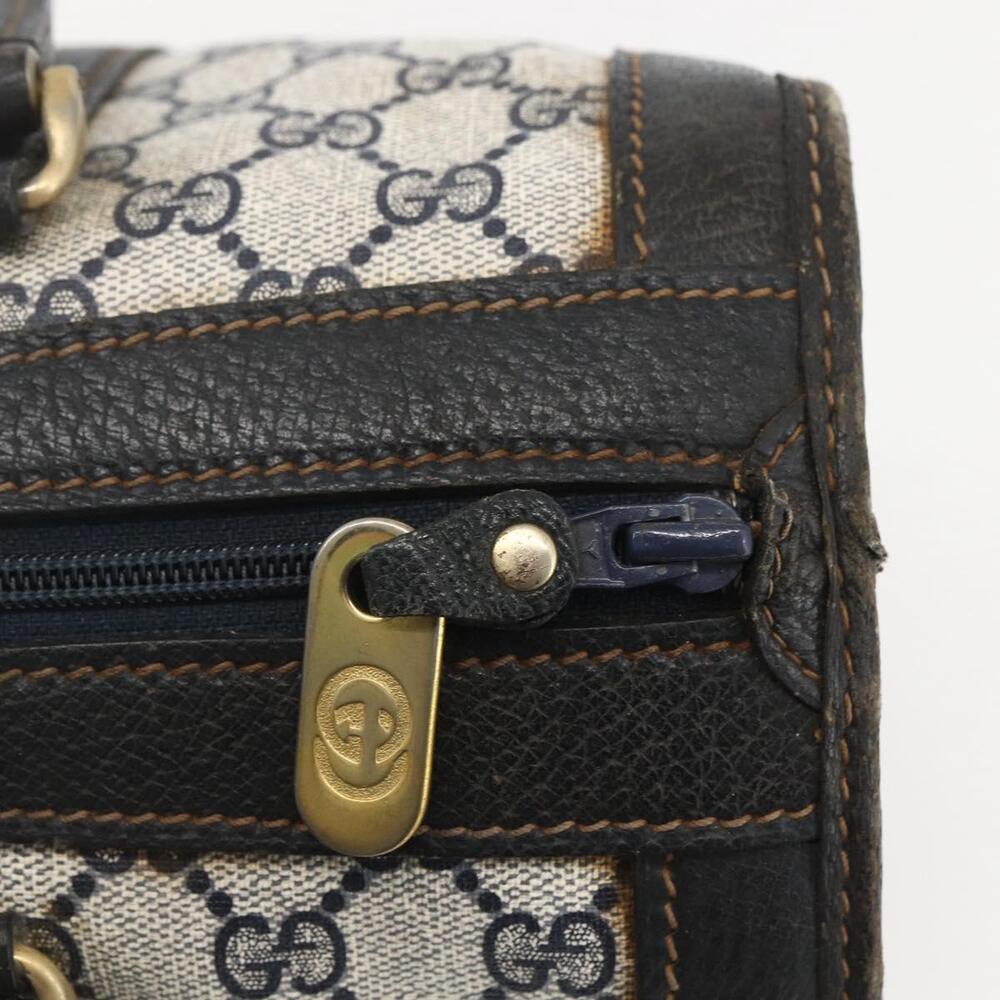 GUCCI GG Supreme Hand Bag PVC Navy Gold Auth ka1142 - Picture 10 of 16